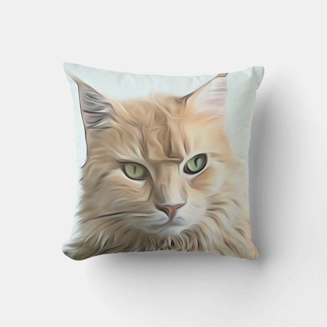 Pretty Cat Artwork Throw Pillow (Front)