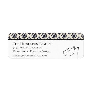 Pretty Cat Black & White Return Address Label