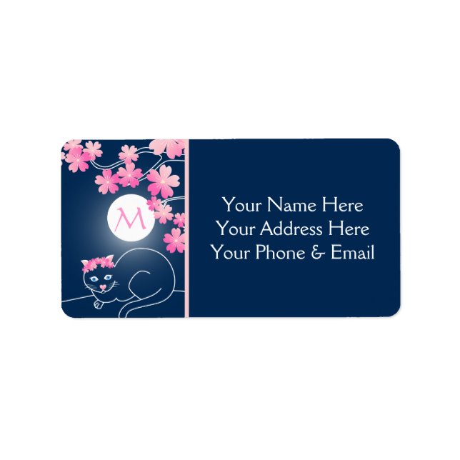 Pretty Cat Cherry Blossoms Moon Pink Sakura Blue Label (Front)