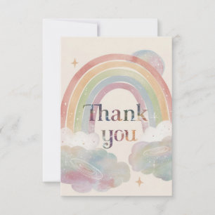 Pretty Celestial Rainbow and Clouds Thank You Card