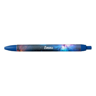 Pretty Celestial Swirling Stars Custom Name Script Black Ink Pen