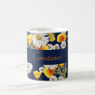 Pretty Chamomile & Poppies Pattern Personalized  Coffee Mug