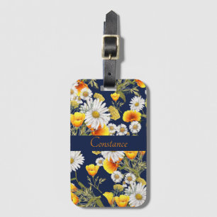 Pretty Chamomile & Poppies Pattern Personalized Luggage Tag