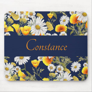 Pretty Chamomile & Poppies Pattern Personalized  Mouse Pad