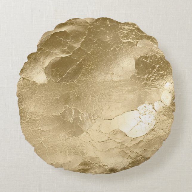 Pretty Champagne Gold Glamour Round Pillow (Front)