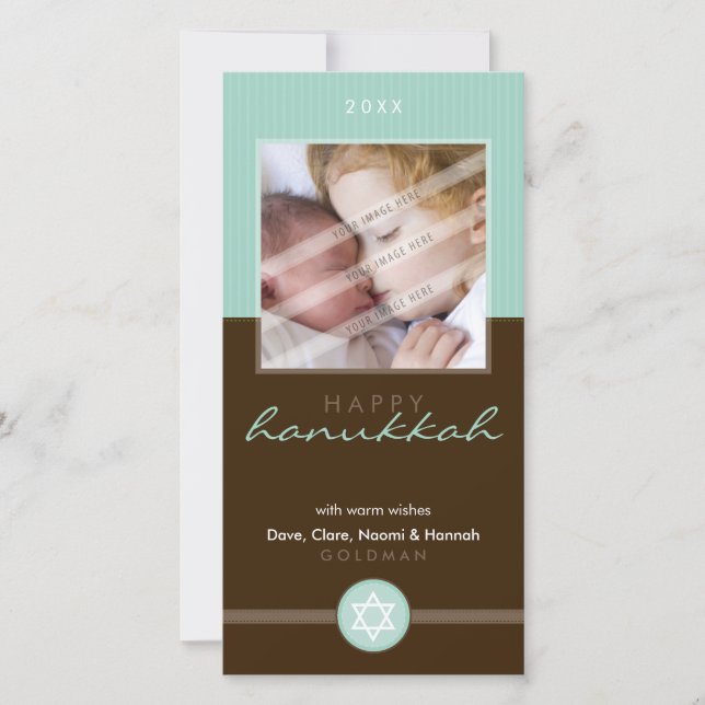 PRETTY CHANUKKAH PHOTOCARD :: stripedstitch 4P Holiday Card (Front)