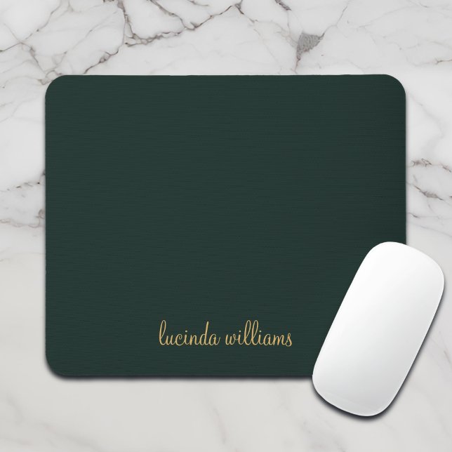 Pretty Charcoal  & Gold Script Monogram Mouse Pad (Creator Uploaded)