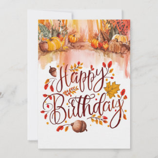 Pretty Charming Wish Autumn Fall Happy Birthday Card