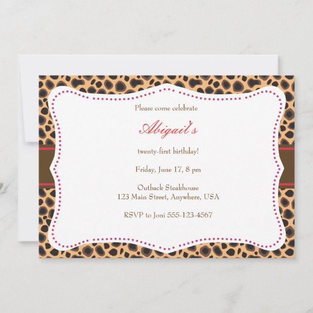 Pretty Cheetah Invitation (Front)