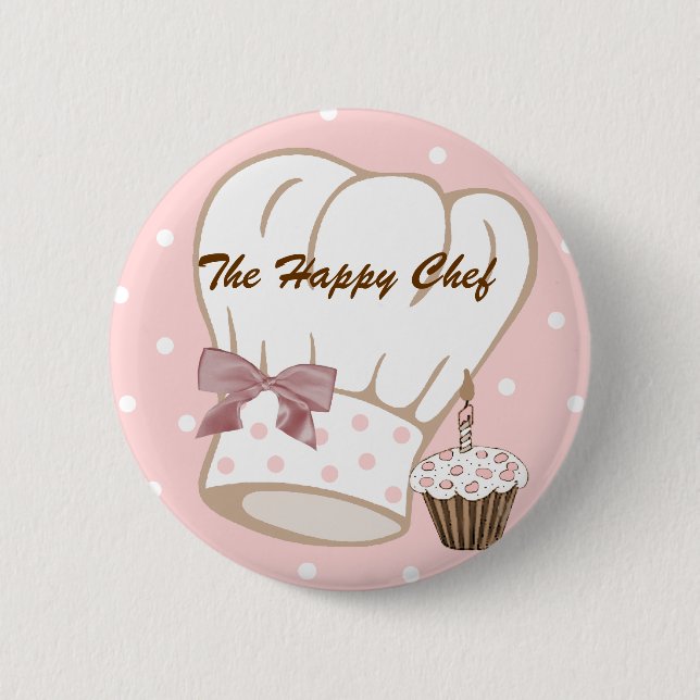 Pretty Chef's Hat Button Pin (Front)