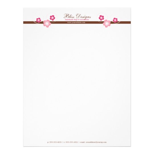 Pretty Cherry Blossom Flower Letterhead Template | Zazzle