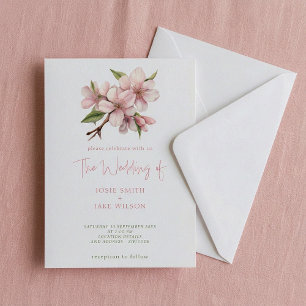 Pretty cherry blossom header wedding invitation