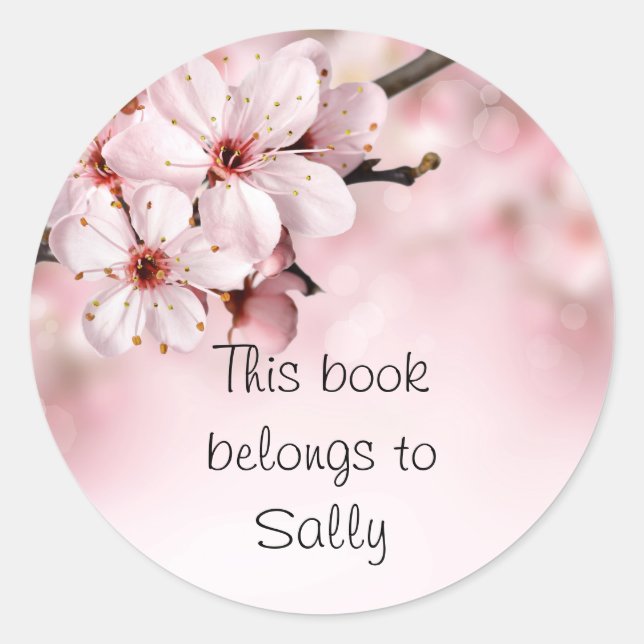 Pretty Cherry Blossoms Personalized Classic Round Sticker (Front)