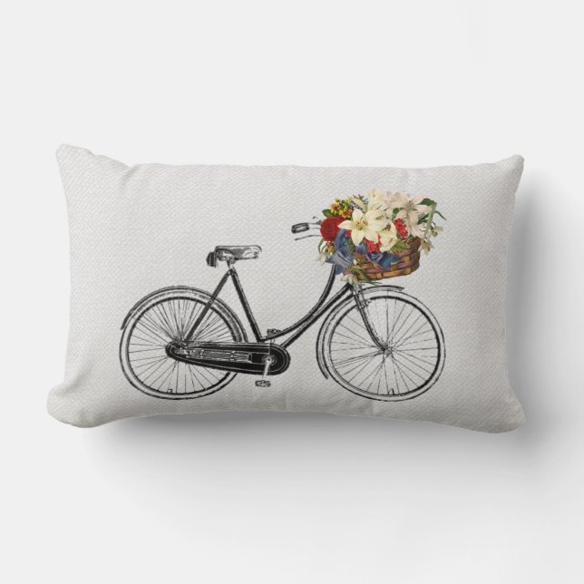 Pretty chic  bicycle flower bike decor pillow (Front)