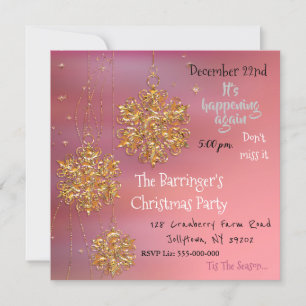 Pretty Chic Cool Pink Holiday Celebration Party Invitation