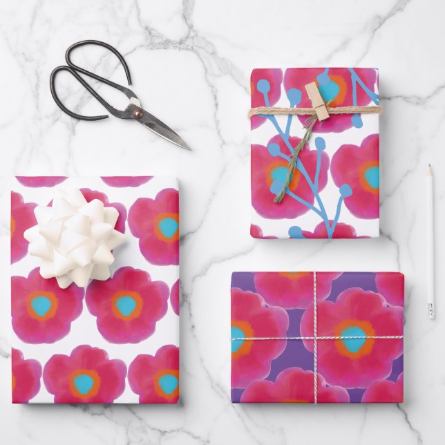 Pretty Chic Floral Watercolor   Wrapping Paper Sheet (Front)