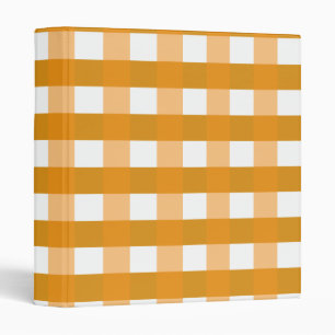Pretty Chic Orange Gingham Checked Fabric Pattern Binder