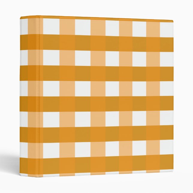 Pretty Chic Orange Gingham Checked Fabric Pattern Binder (Front/Spine)