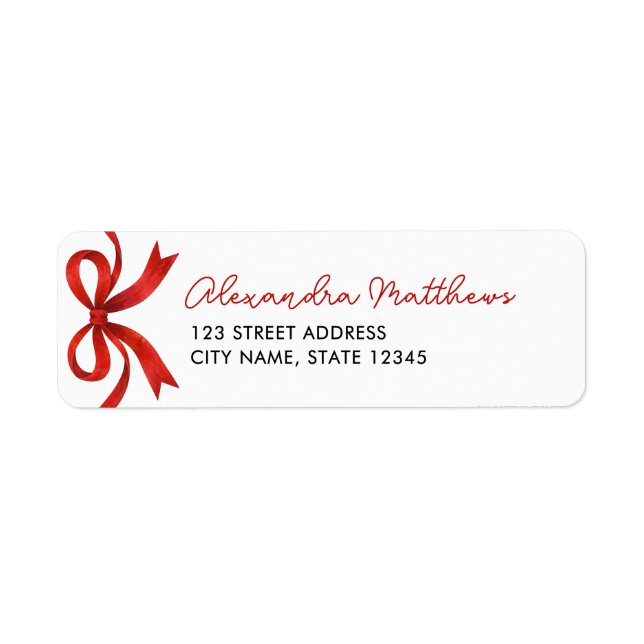 Pretty Chic Red Bow Christmas Address (Front)