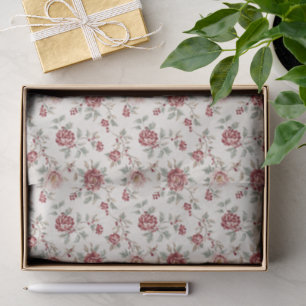 Pretty Chic Red Cream Floral Birthday Tissue Paper