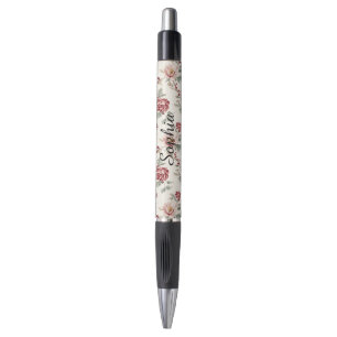 Pretty Chic Red Cream Floral Pen