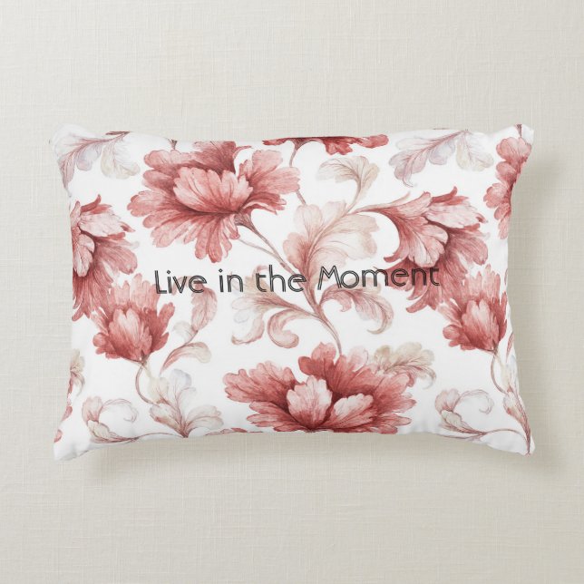 Pretty Chic Red Flowers Accent Pillow (Front)