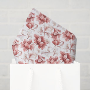 Pretty Chic Red Flowers Bridal Shower Tissue Paper