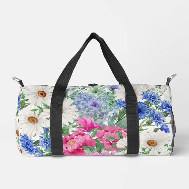 Pretty Chic Stylish Flowers Duffle Bag (Front)