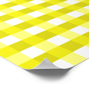 Pretty Chic Yellow Gingham Checked Fabric Pattern Poster