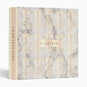 Pretty chick copper rose gold pineapple marble binder