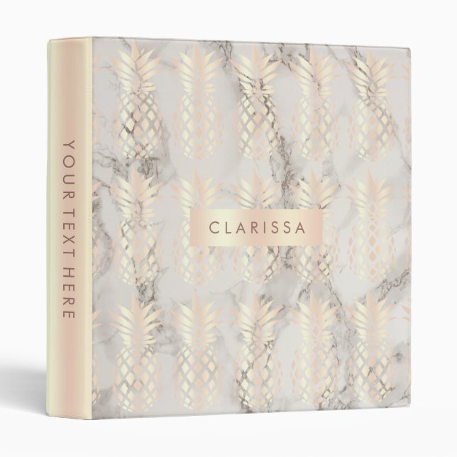 Pretty chick copper rose gold pineapple marble binder (Front/Spine)