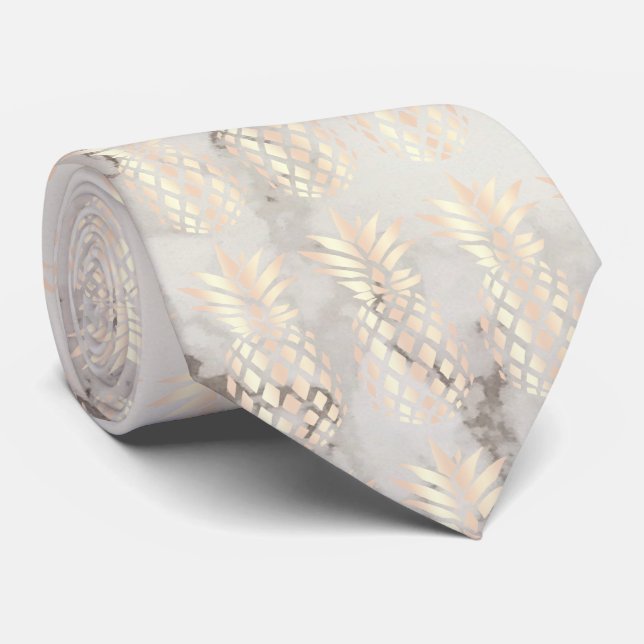 Pretty chick copper rose gold pineapple marble tie (Rolled)