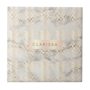 Pretty chick copper rose gold pineapple marble tile