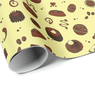 Pretty Chocolate Bars Candy and Chocolates Pattern Wrapping Paper
