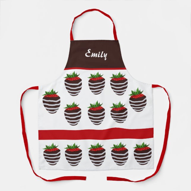 Pretty Chocolate Covered Strawberry Apron (Front)