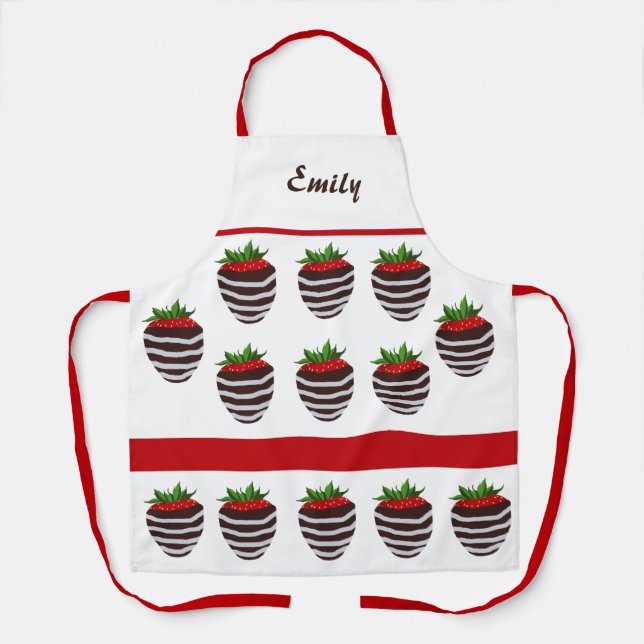 Pretty Chocolate Covered Strawberry Apron (Front)