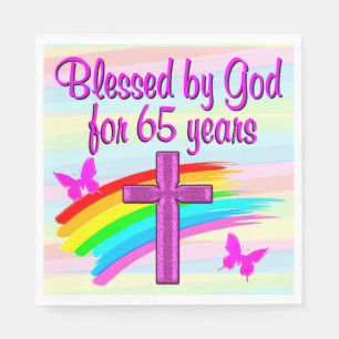 PRETTY CHRISTIAN 65TH BIRTHDAY PAPER NAPKINS