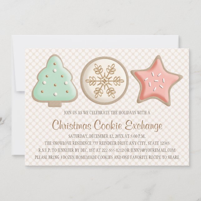 PRETTY CHRISTMAS COOKIE SWAP INVITATIONS (Front)