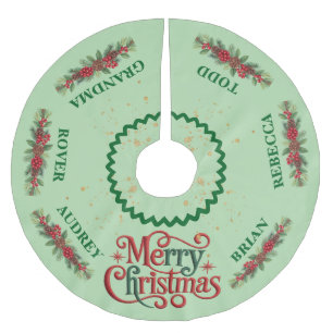Pretty Christmas Garland Tree Skirt with Names