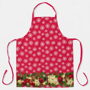 Pretty Christmas Gift Apron Snow Poinsettia Baking