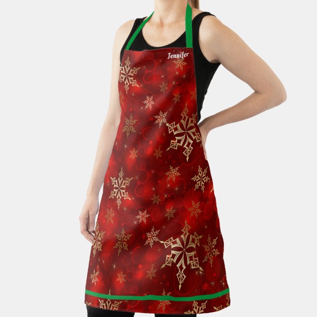 Pretty Christmas Holiday Hostess Apron Custom Name (Insitu)