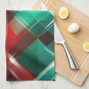 PRETTY CHRISTMAS HOLIDAY RED GREEN WHITE PLAID KITCHEN TOWEL