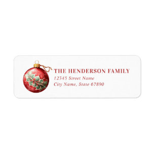 Pretty Christmas Ornament Return Address Labels