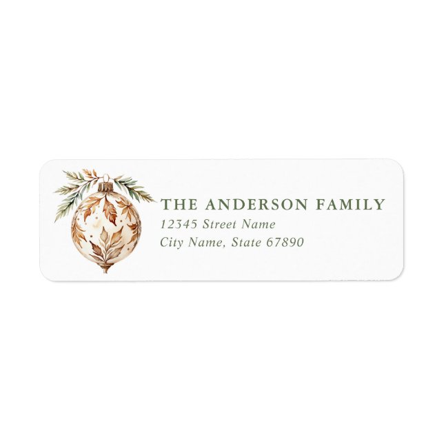 Pretty Christmas Ornament Return Address Labels (Front)