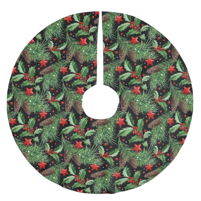 Pretty Christmas Pattern Brushed Polyester Tree Skirt (Front)