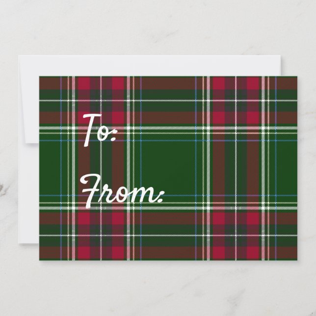 Pretty Christmas Plaid Gift Tag Holiday Card (Front)