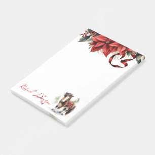 Pretty Christmas Pony, Poinsettias and Ribbon Post-it Notes