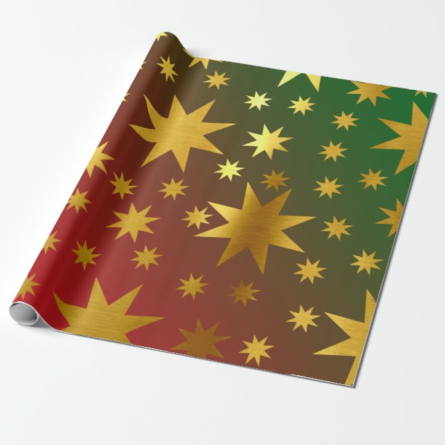 Pretty Christmas Stars Decoration Wrapping Paper (Unrolled)