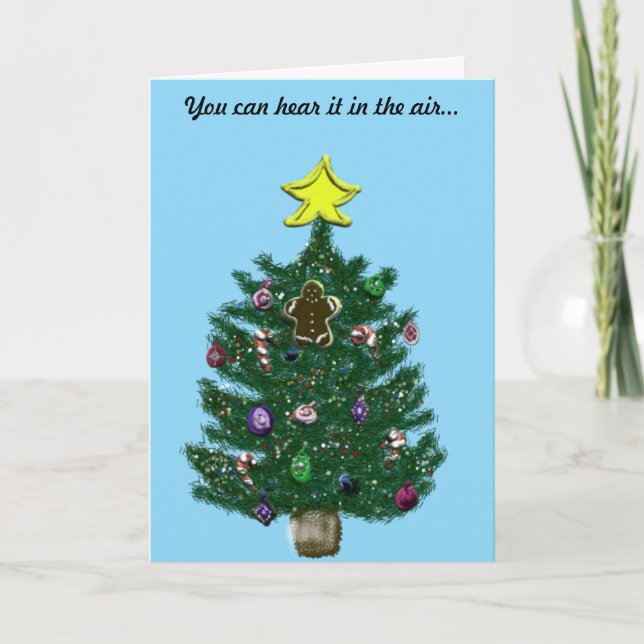 Pretty Christmas Tree with Ornaments Star Holiday Card (Front)