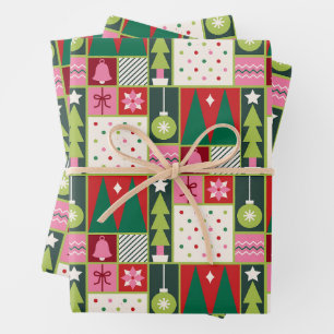 Pretty Christmas Trees and Ornaments  Wrapping Paper Sheet